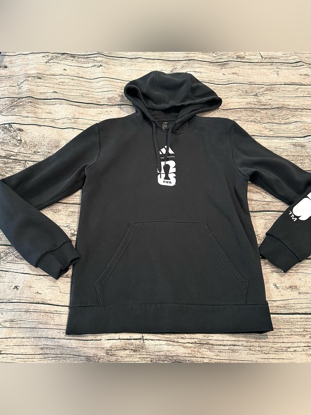 adidas Fifa World Cup 2026 Black Hoodie with Chest, Back and Sleeve Graphics XS